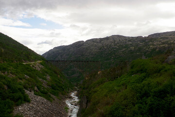 Fototapeta premium Historic Trestle Bridge in White Pass Canyon