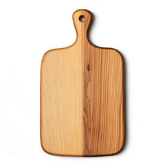 Dual-Tone Wooden Cutting Board With Handle Isolated On Transparent Background For Kitchen And Food Preparation.