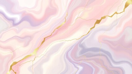 Abstract Marble Fluid Art with Pink and Gold Waves, Luxury Watercolor Digital Background Design