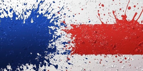 Abstract Blue and Red Splashes on White Background: A Bold Artistic Expression