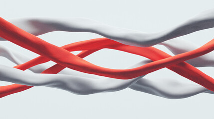 Abstract Design with Red and White Flowing Forms