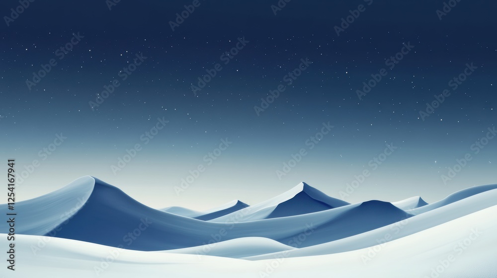 Aufkleber snowy mountain landscape under a starry sky at twilight with soft gradients and serene atmosphere. g