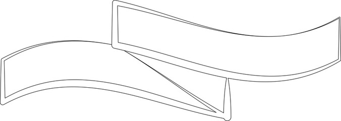 Ribbons and banners thin line icon. Outline of tag, flag, label