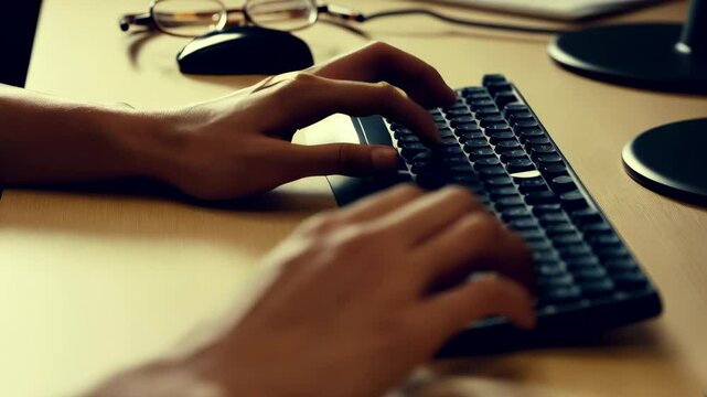 Hands Typing on Keyboard