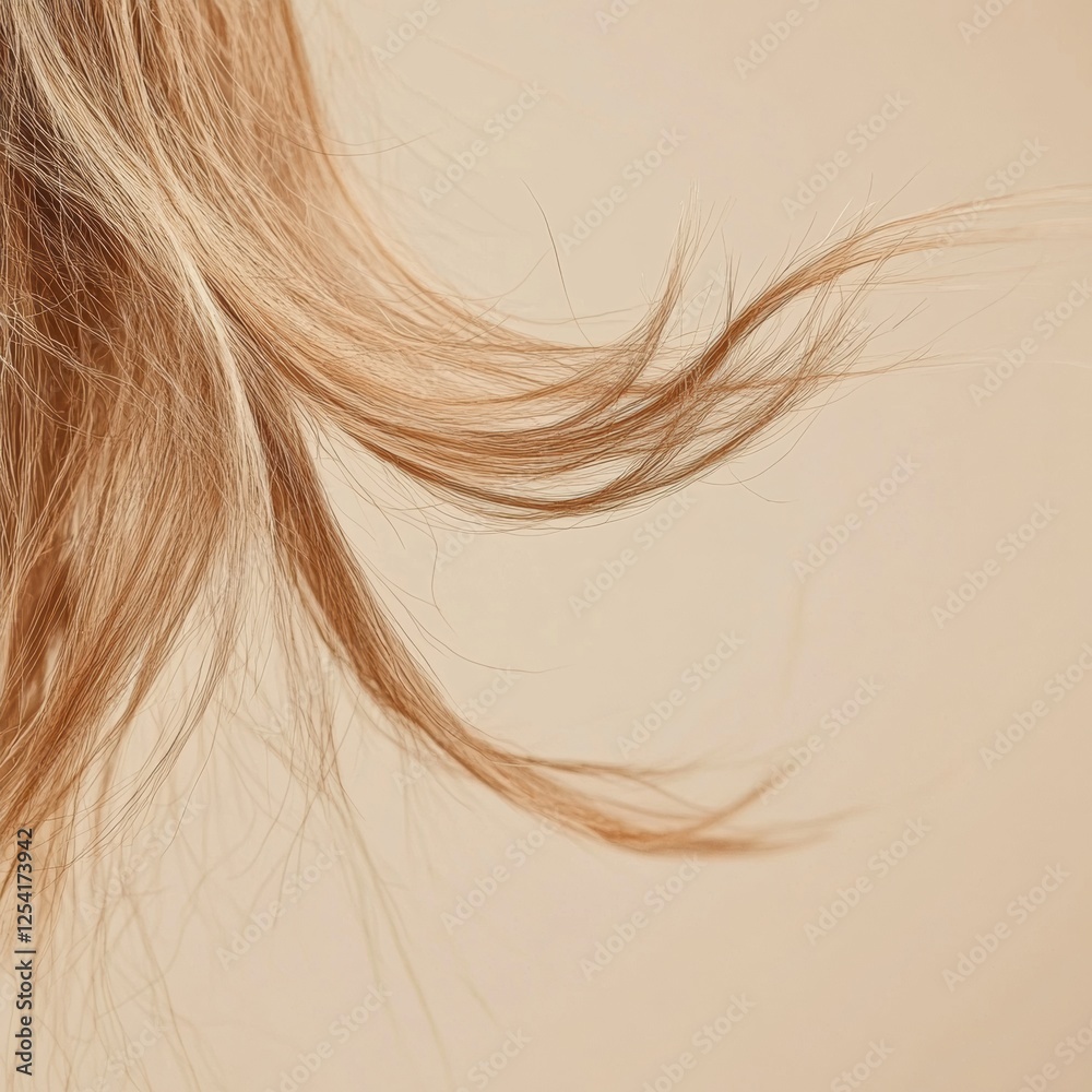 Leinwandbilder close up of a broken strand of hair highlighting texture and fragility on a soft neutral background.