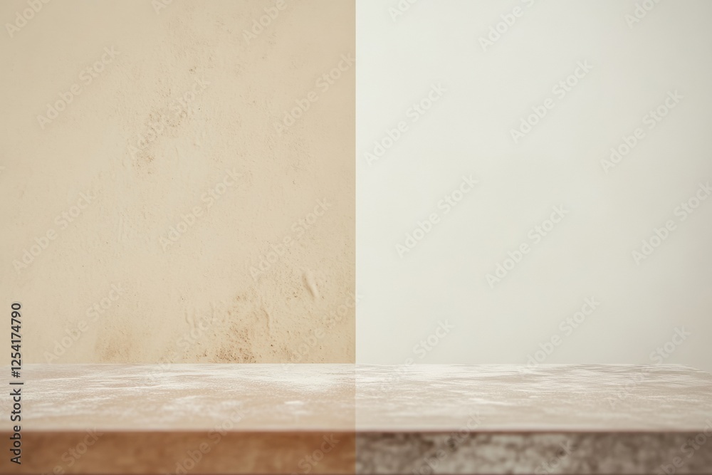 Poster Comparison of dusty furniture surface and clean shiny surface showcasing the importance of regular cleaning practices. Generative AI
