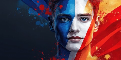 Patriotic spirit - artistic representation of Paraguay flag in bold red, white, and blue hues, evoking national pride and unity, perfect for commemorating Independence Day or honoring Heroes Day.