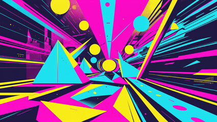 abstract retro 80's colorful background