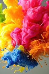 Fototapeta premium Vibrant explosion of colorful paint in water creating abstract art