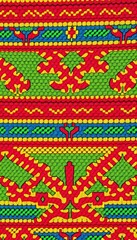 Bright Ethnic Pattern in Red, Green, and Yellow with Bold Details