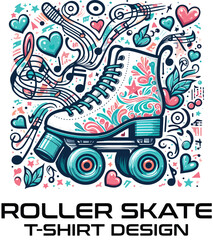 Fototapeta premium Roller Skate Vector T Shirt Design