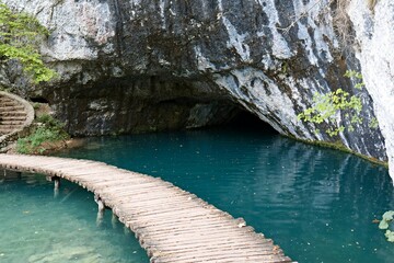 Supljara Cave and Kaluderovac Lake on Korana River. Plitvice Lakes National Park. Croatia. Europe.