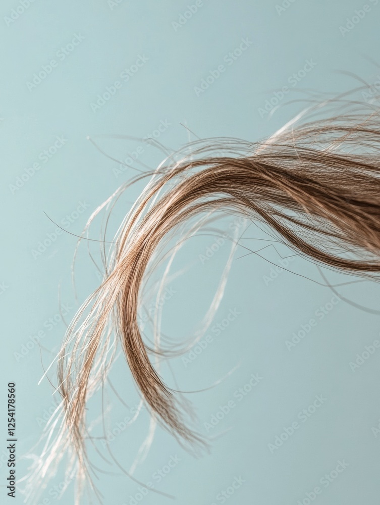 Leinwandbilder close view of a fractured strand of hair against a soft background highlighting its delicate structu