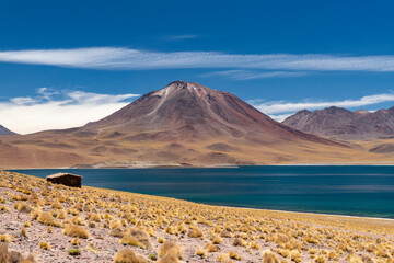 Shelter near the Miscanti lagoon in the andean mountains