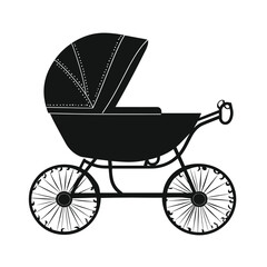 Black Silhouette of a Baby Carriage