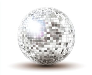 Shiny disco ball, isolated, white background, party decoration