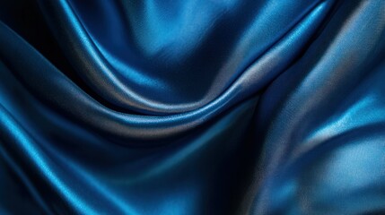 Fototapeta premium Blue silk fabric folds, luxurious texture, elegant drape