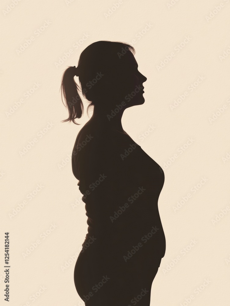 Poster Silhouette depicting transformation journey of weight loss with a side profile view showing before and after results. Generative AI