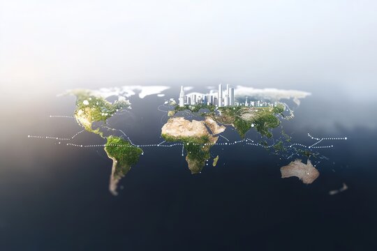 Global Cityscape Modern World Map Network