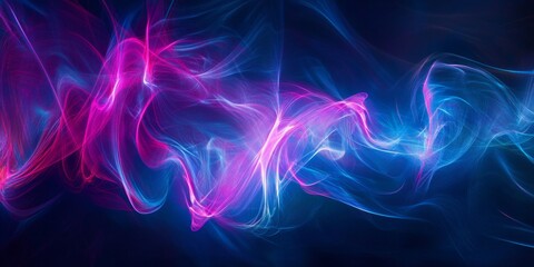 Abstract swirling neon light design, dark background, digital art, website banner