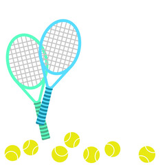 Template with tennis rackets and balls on a white background. Popular sports. Cartoon vector illustration for card, print, poster.