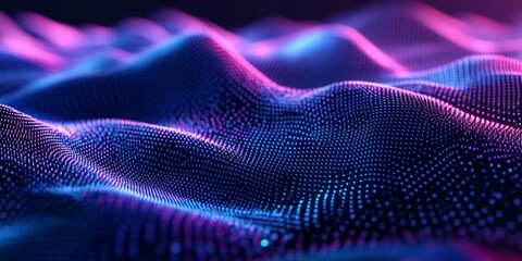 Abstract digital wave, glowing neon, dark background, tech design