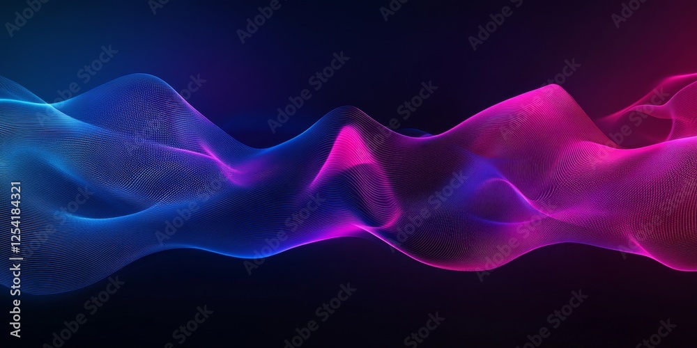 Poster abstract neon waves flow dark background
