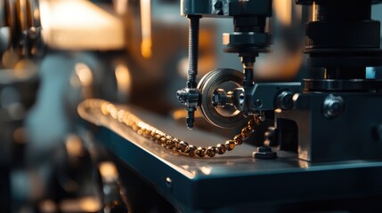 Jewelry polishing machine refining the surface of a gold bracelet.