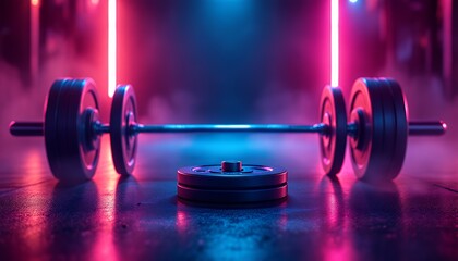 Neon Gym_ Barbell and Weights, Fitness Motivation