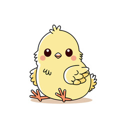 cute yellow chick for kids printer. flat vector illustration isolated on white background