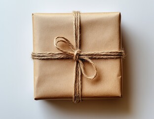 A neatly wrapped gift box tied with twine, suggesting a thoughtful present for someone special.