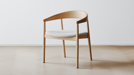 Scandinavian chair with minimal design placed against a neutral wall in a modern interior setting
