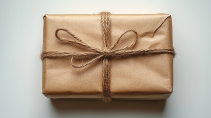 A neatly wrapped brown package tied with twine, suggesting a gift or surprise inside.