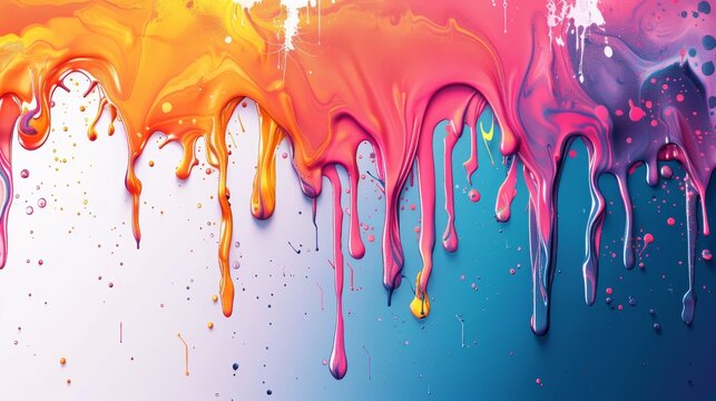 Abstract dripping paint design with vibrant colors,
