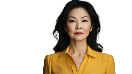 Confident asian businesswoman posing on transparent background