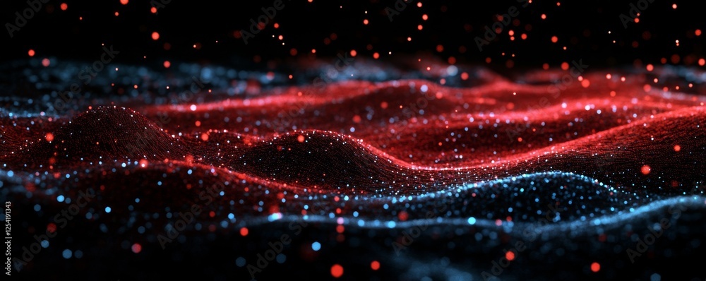 Poster red blue particle wave digital backdrop