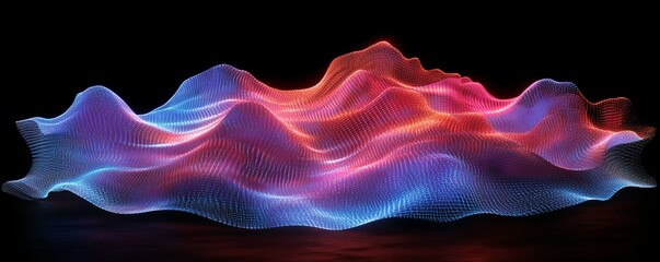 Obraz premium Abstract red-blue wave, dark background, digital art, website banner