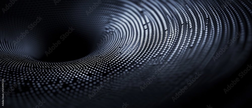 Poster Digital vortex swirling into dark space; abstract tech background