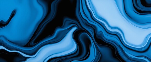 Obraz premium Sleek Black and Blue Liquid Wallpaper Pattern