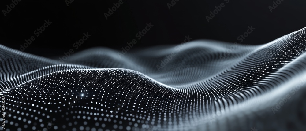 Poster abstract digital wave, dark background, data visualization, tech presentation