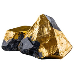 Naklejka premium Gold Black Rock I isolated on transparent background cutout