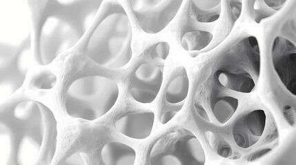 Close-up view of a complex white lattice structure, showcasing intricate patterns and textures that highlight scientific exploration. Unraveled Dimensions. Illustration