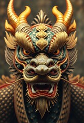 Fototapeta premium Regal Portrait of a Chinese Dragon Face