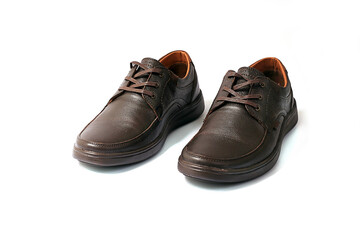 pair of brown boots on a white background