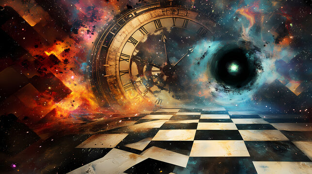 Exploring black holes and gravitational waves - unraveling space-time mysteries and the fascinating possibilities of time travel in astrophysics. Unraveled Dimensions. Illustration