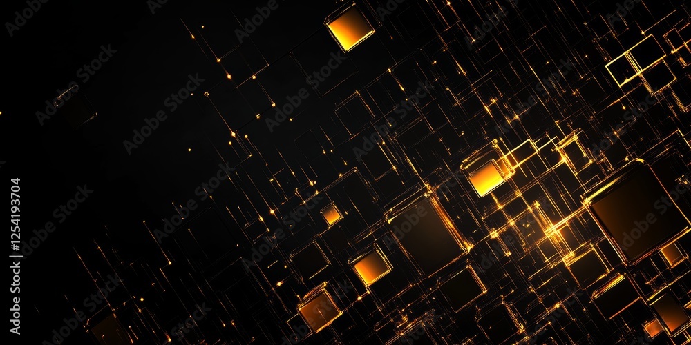 Poster Golden Circuitry Network Background Design