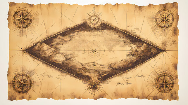 Unraveling the mythic origins of the bermuda triangle a vintage map reveals arcane symbols a shimmering portal to an alternate dimension. Unraveled Dimensions. Illustration