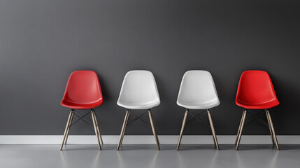 Stand Out: A Bold Red Chair Among White in a Modern Setting

