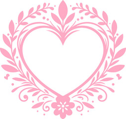 pink floral heart frame