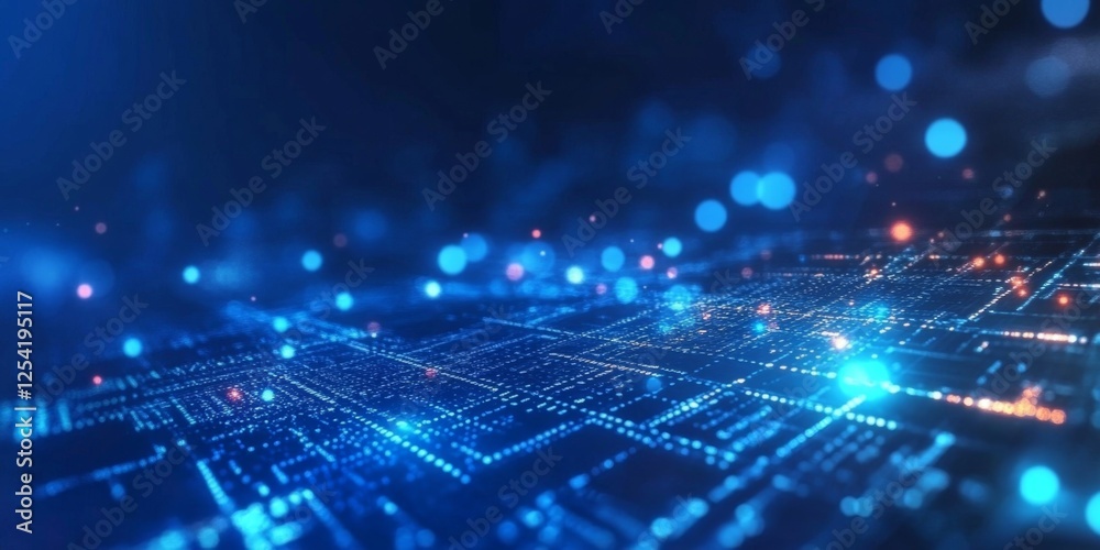 Aufkleber digital network data flowing, abstract background, tech concept